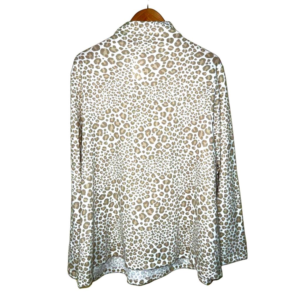 1X Vegan Cashmere Snow Leopard Ultra Soft SWEATER Mockneck Emily Daniels NEW